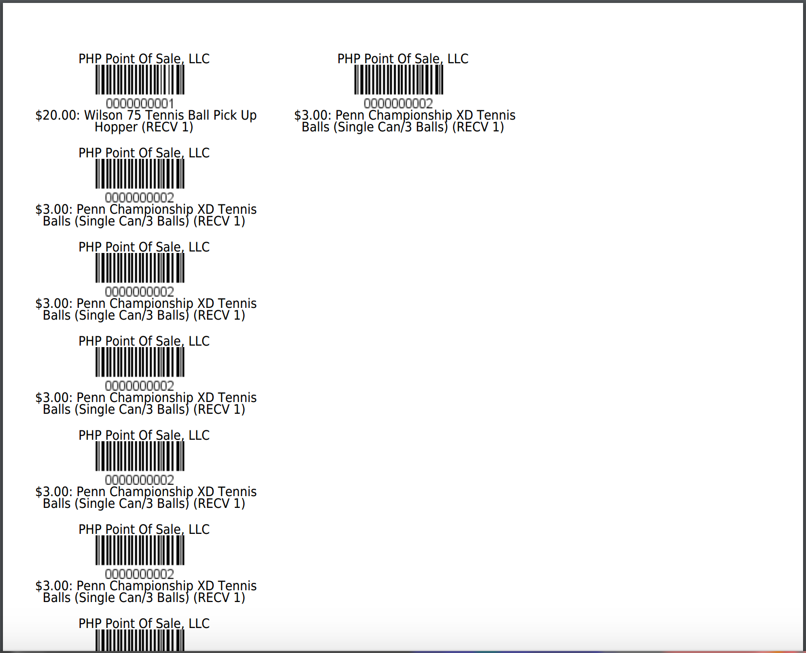 Printing Item Labels – - PHP Point Of Sale